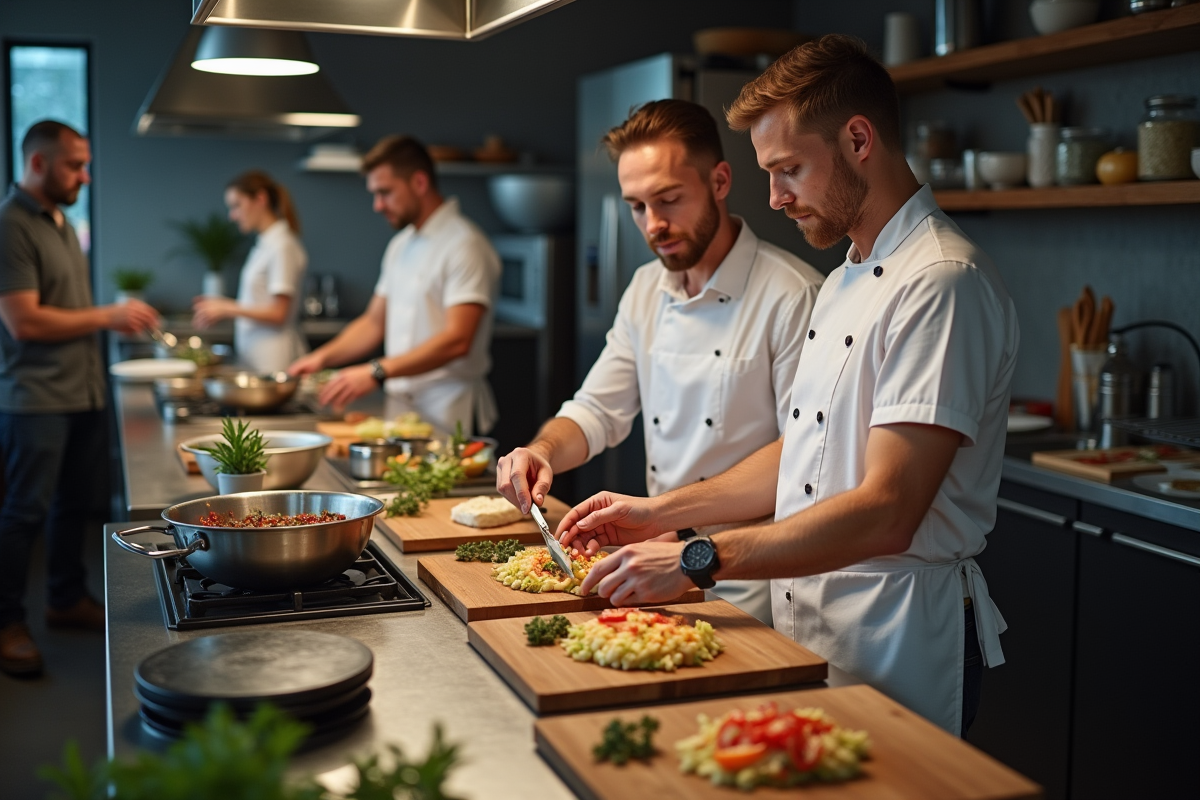 Groupe en atelier cuisine avec un chef professionnel