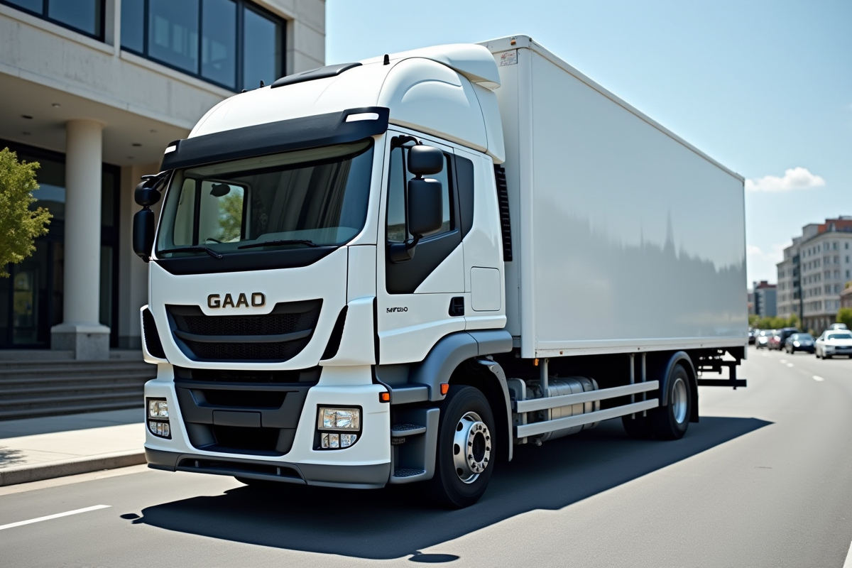 Camion utilitaire d'occasion stationne en plein jour