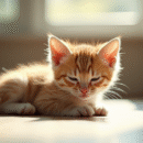 Jeune chaton reposant paisiblement dans un salon lumineux