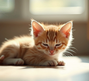 Jeune chaton reposant paisiblement dans un salon lumineux