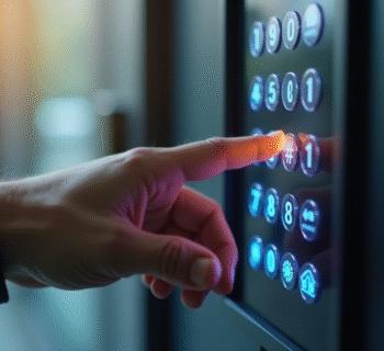 Main entrant un code de securite sur un clavier digital