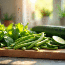 Plan de cuisine avec legumes frais coupés pour une recette saine