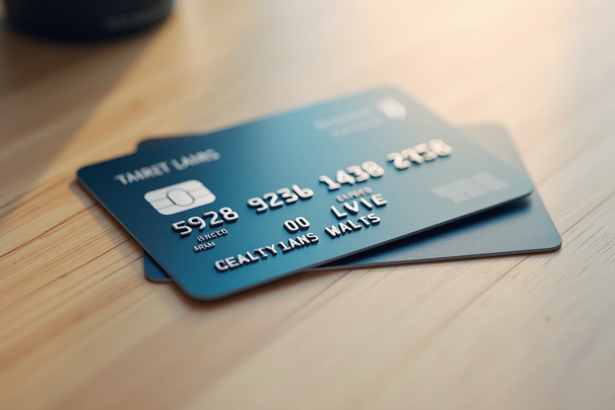 Carte bancaire avec date d expiration sur un bureau en bois clair