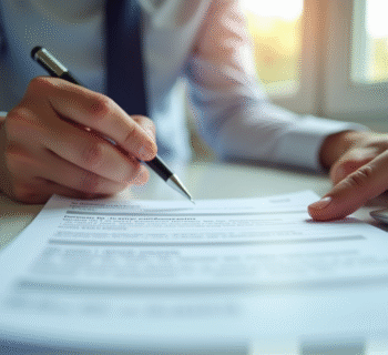 Mains tenant un certificat d'immatriculation voiture avec stylo