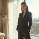 Femme élégante dans un appartement scandinave lumineux