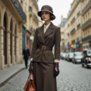 Jeune femme élégante dans une robe des années 1930 à Paris