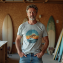 Homme détendu dans un atelier de planches de surf