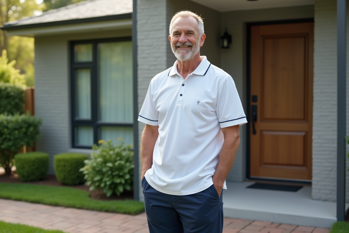Infirmier homme accueille patient devant maison