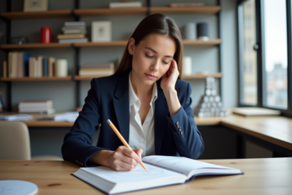 Jeune femme en studio de design en train de dessiner