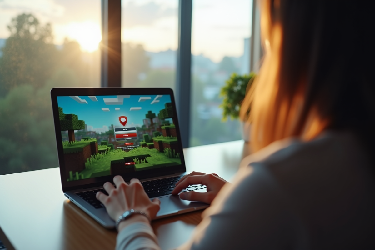 Personne devant un ordinateur avec erreur Minecraft