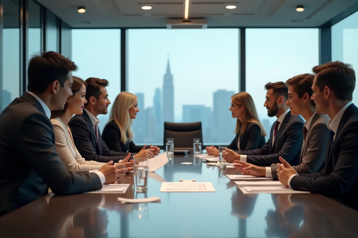 Groupe de professionnels discute d