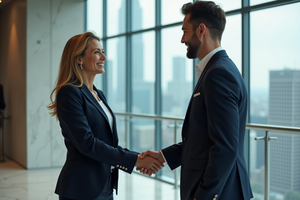 Manager féminin serrant la main d