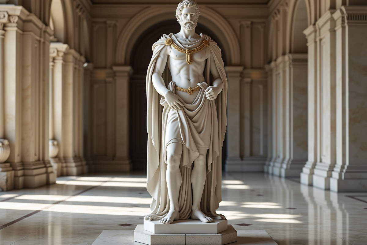 Statue d un roi médiéval français dans un palais lumineux
