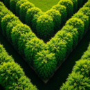 Vue aérienne d'un jardin vert en forme de V lumineux